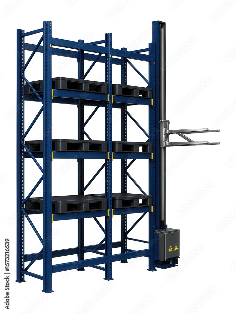 Fototapeta premium High-bay pallet racking system with automated retrieval for large-scale storage in an e-commerce distribution hub