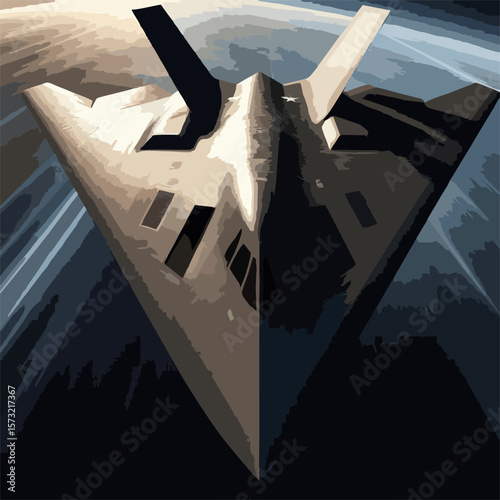 Flat Jet Fighter Vector – B2 Style Bomber