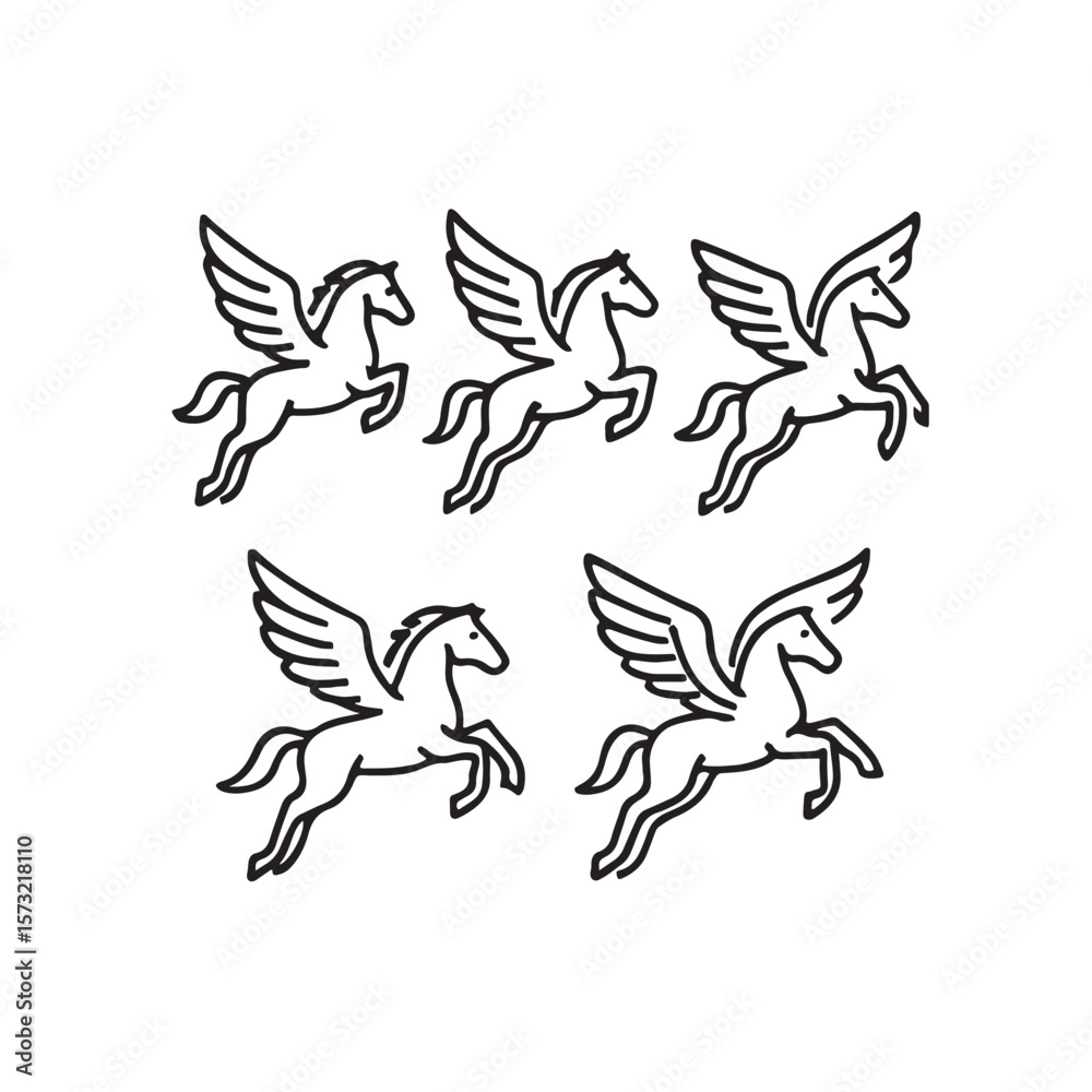 Fototapeta premium Winged Horse Silhouette Icon Vector