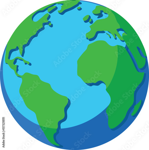 Stylized earth with continents and oceans