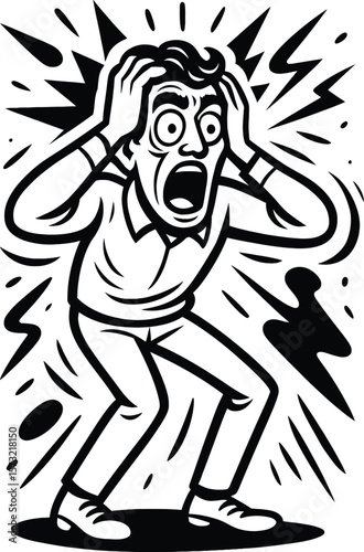 black and white shocked businessman vector