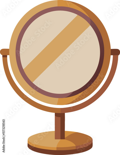 Stylish round tabletop mirror with warm earthy tones