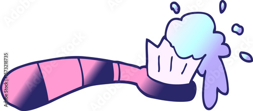 cartoon doodle toothbrush in bright neon color