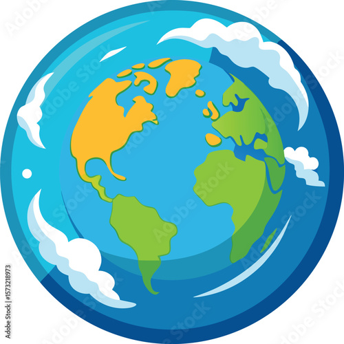 Stylized earth with clouds and ocean layers