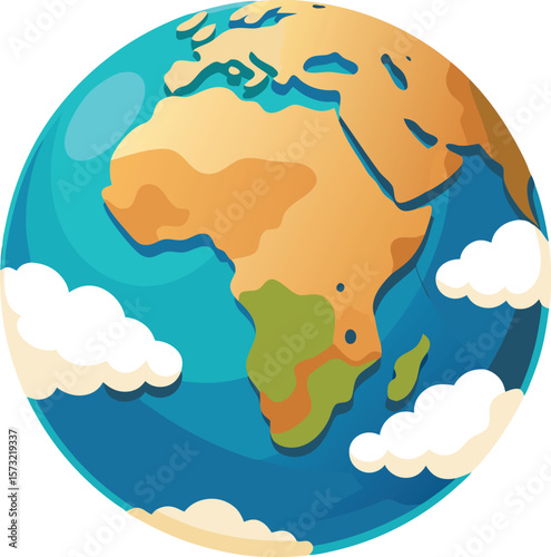 Stylized earth with africa and clouds