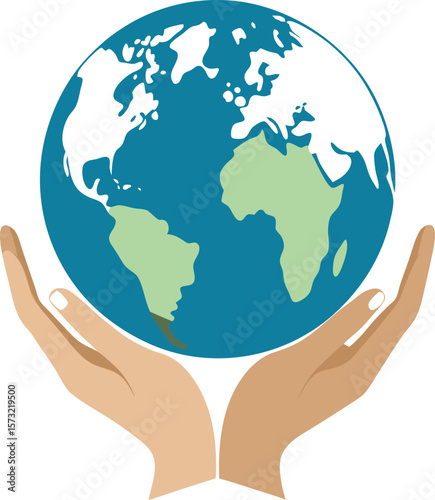 Hands gently holding the earth