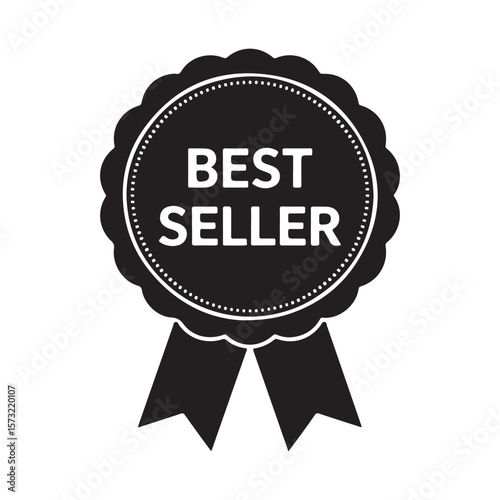 Black best seller award ribbon bestseller circle