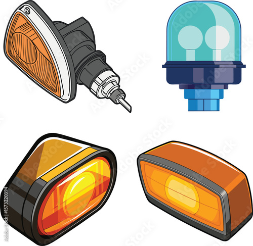 High-Detail Car Indicator Light for Sedan and SUV Design. 