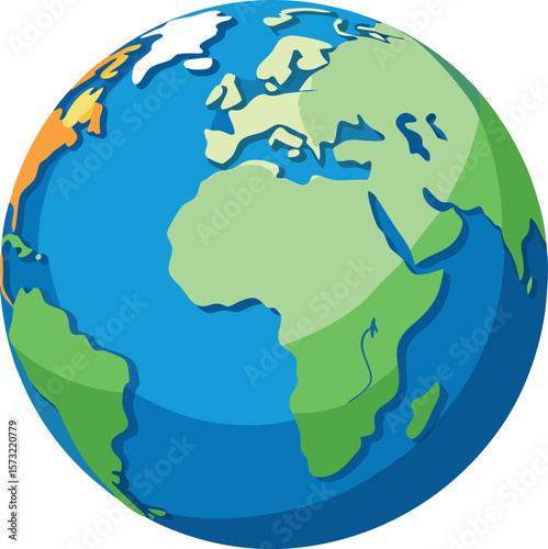 Stylized illustration of planet earth showing continents and oceans
