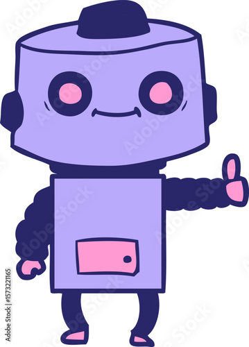 cartoon robot in bright neon color