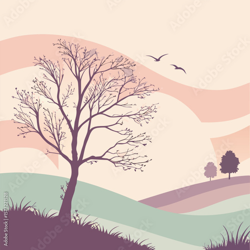Vector abstract background with layered organic wave shapes in pastel tones like peach mint and lavender smooth and minimalist composition with soft shadows