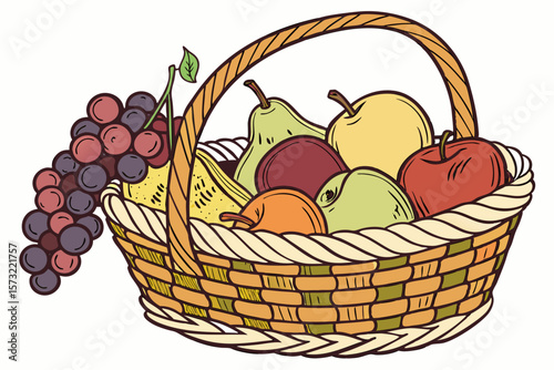 Woven basket overflowing with colorful fruits fruit basket apples