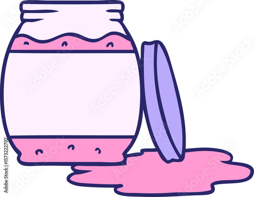 hand drawn cartoon doodle of a strawberry jam in bright neon color