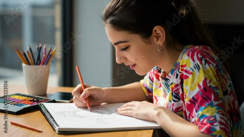 Woman drawing creative artwork