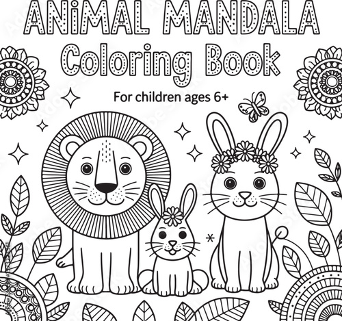 animal book cover mandala line art design illustration premium quality