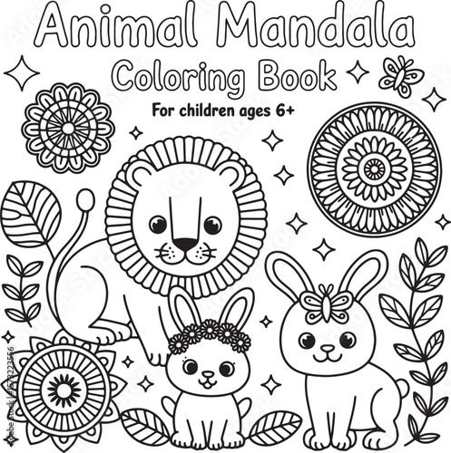 animal book cover mandala line art design illustration premium quality