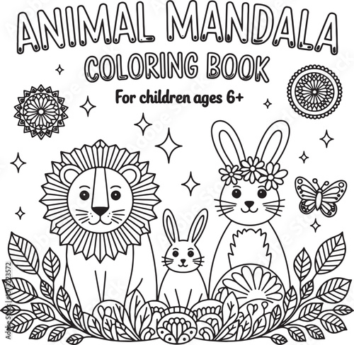 animal book cover mandala line art design illustration premium quality