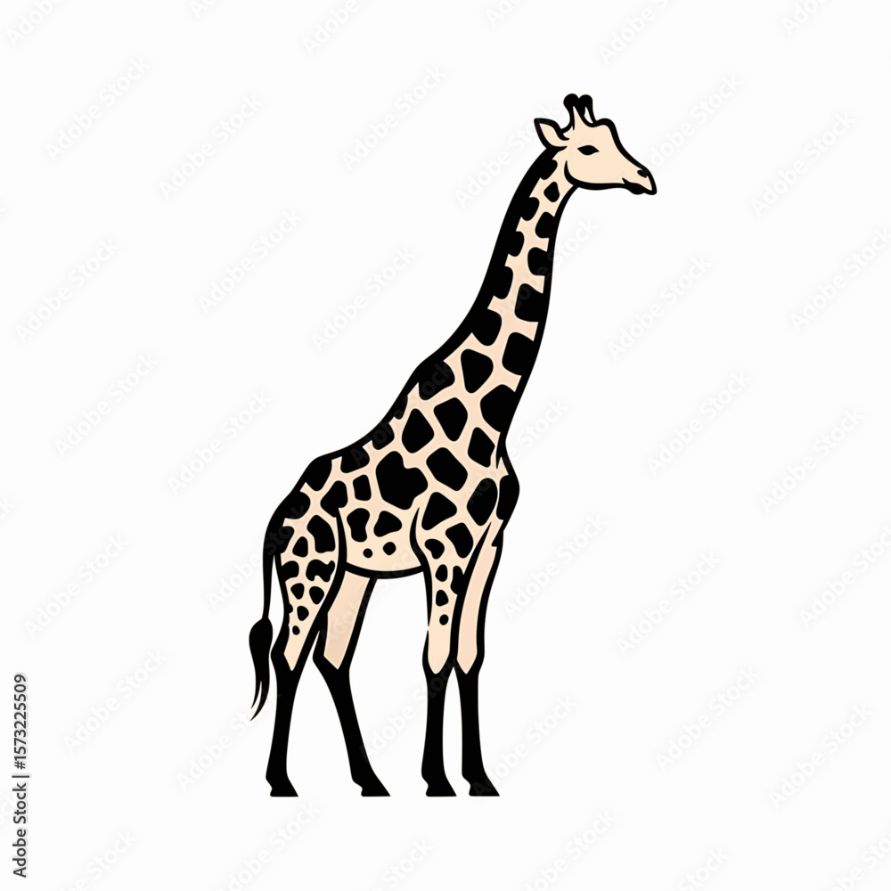 Fototapeta premium Tall Giraffe Wildlife Vector Illustration