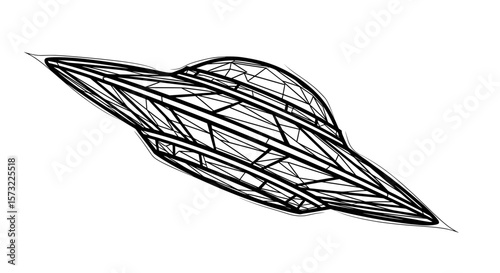 Futuristic Geometric Spaceship Vector Illustration
