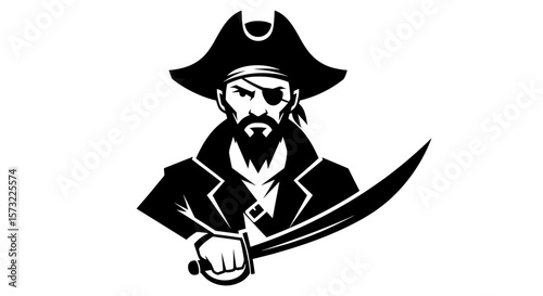 Intimidating Pirate Captain Silhouette Vector Design
