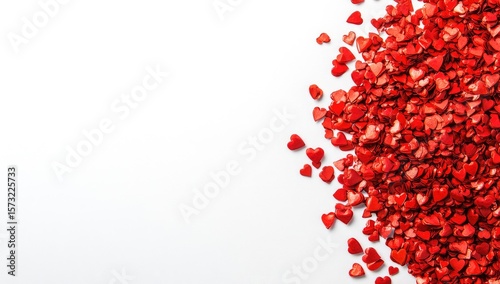 Red hearts scattered on white background (1)