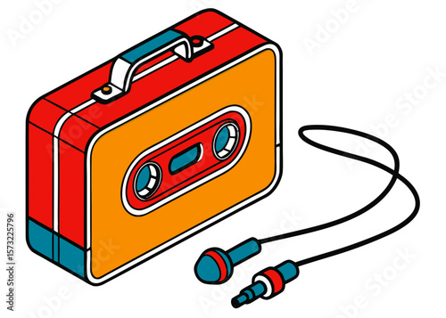 Retro Cassette Tape Case with Headphones for Music Blogs, Vintage Style Websites, Audio Equipment Content, Podcast Promotion, and Creative Design Projects  