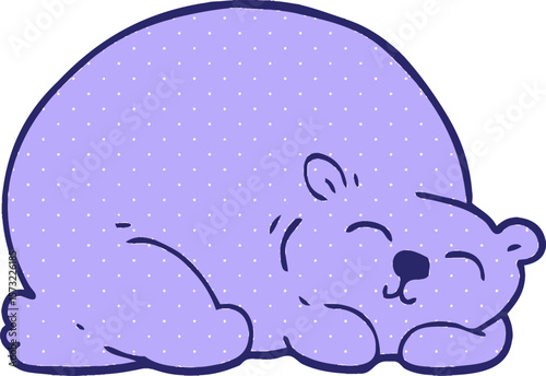 cartoon doodle happy polar bear sleeping in bright neon color
