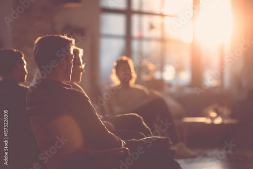 colleagues quietly reflecting during end-of-week wrap-up meeting, soft warm tone