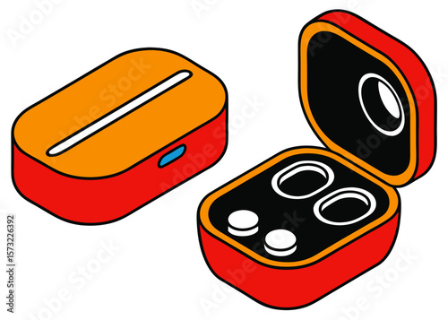 Wireless Earbuds Charging Case in Vibrant Colors for Technology Blogs, Gadget Reviews, Audio Product Websites, and Digital Accessory Marketing  