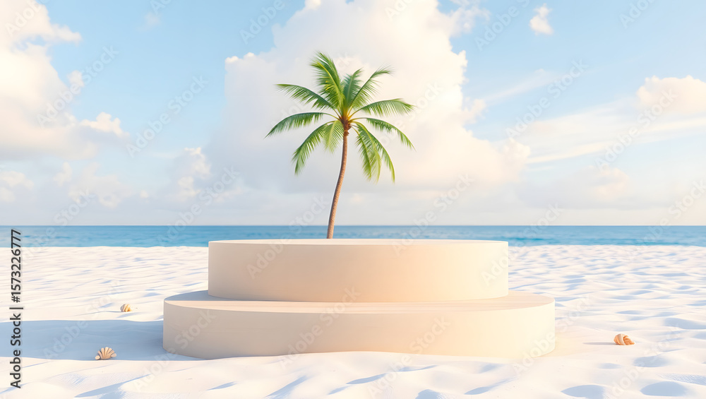 Obraz premium Tropical Beach Pedestal Product Scene