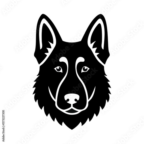 German Shepherd Dog Head Black Glyph Icon (Color Changes Available in SVG)
