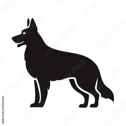 German Shepherd Dog Body Black Glyph Icon (Color Changes Available in SVG)