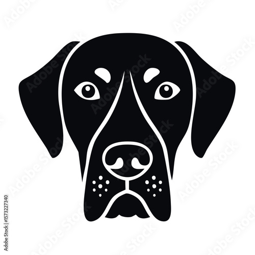 Great Dane Dog Head Black Glyph Icon (Color Changes Available in SVG)