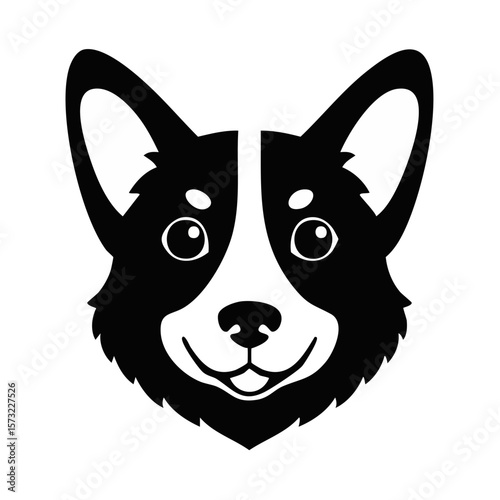 Pembroke Welsh Corgi Dog Head Black Glyph Icon (Color Changes Available in SVG)
