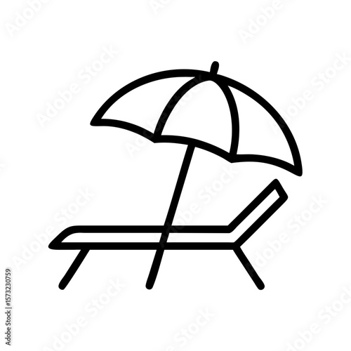 umbrella and chair line art vector