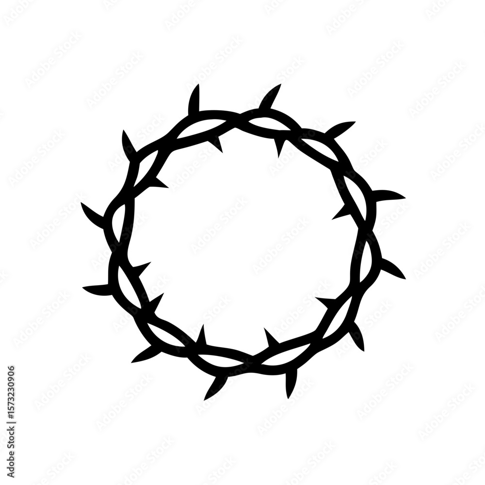 Obraz premium Silhouette of crown of thorns, Jesus Christ wreath of thorns, Easter religious symbol of Christianity