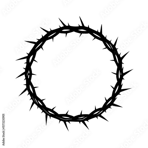 Silhouette of crown of thorns, Jesus Christ wreath of thorns, Easter religious symbol of Christianity