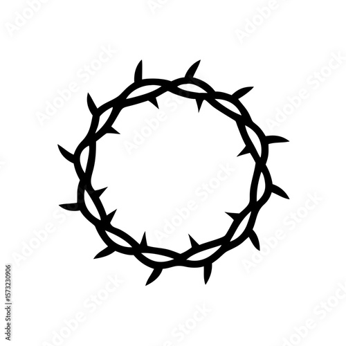 Silhouette of crown of thorns, Jesus Christ wreath of thorns, Easter religious symbol of Christianity