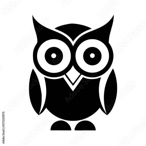 A cute vector cartoon owl character with big eyes and a funny, happy face is a fun design illustration