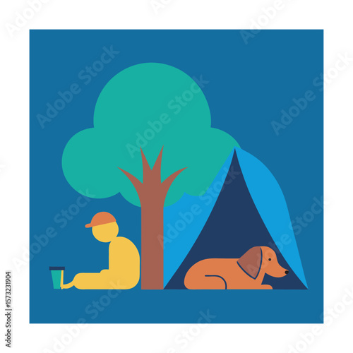 Relaxing Camp Moment With Loyal Dog