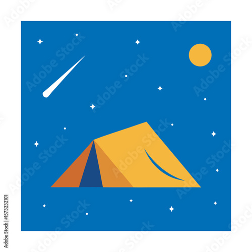Night Sky And Shooting Star Above Camp