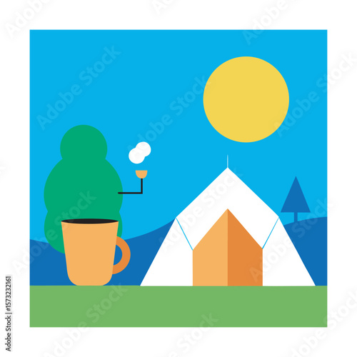 Peaceful Morning Coffee In Camp Setting