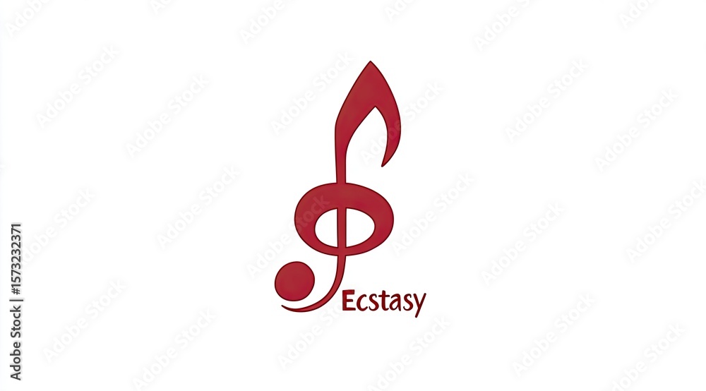 Red treble clef logo with the word Red treble clef logo with the word