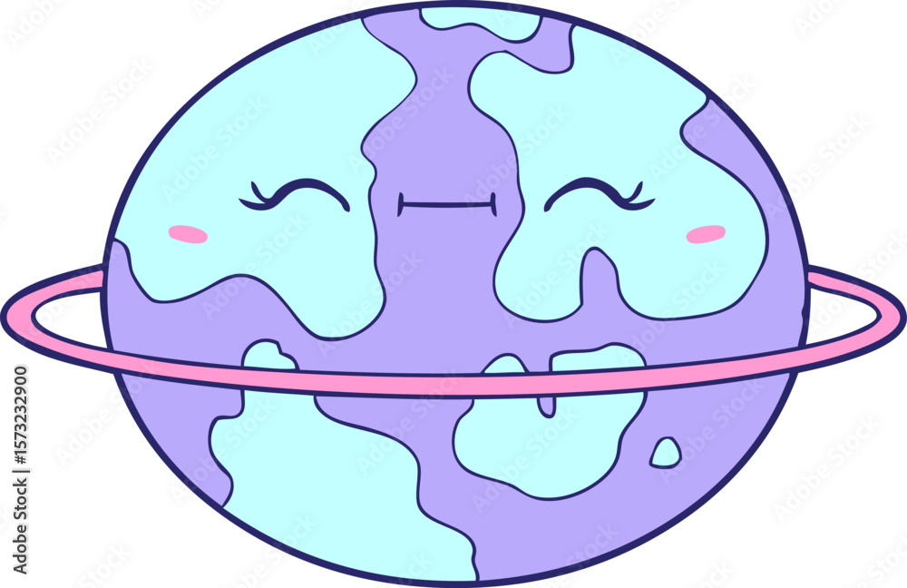 Obraz premium cartoon habitable alien planet in bright neon color