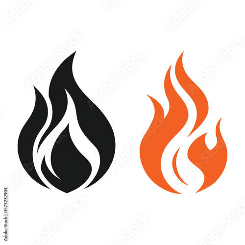 Black and orange flame icons fire symbol