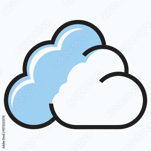 Blue and white fluffy clouds with black outlines weather cumulus