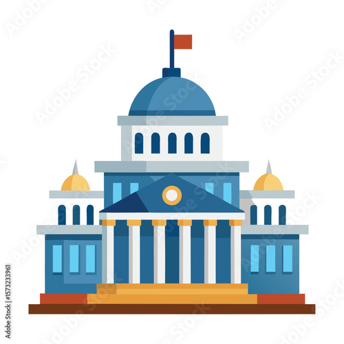 Classic government or institutional building silhouette design representing authority and civic structures isolated on white background