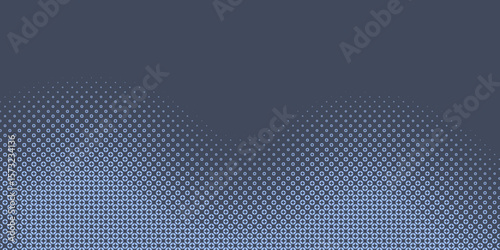 Stars Modern Halftone Geometry Pattern Vector Smooth Camber Border Blue Abstract Background. Half Tone Contrast Graphic Minimalist Wide Wallpaper
