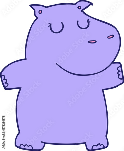 cartoon hippo in bright neon color