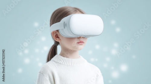 Girl VR Headset: Virtual Reality, Metaverse, Future Tech